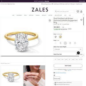 2.81 CT TW. Oval Certified Lab-Grown Diamond Solitaire Engagement 14K VS1 Zales